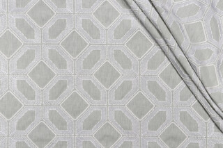 PK Lifestyles Goa Embroidered Drapery Fabric in Mist 