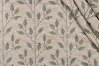 PK Lifestyles Wheat Field Embroidered Drapery Fabric in Jade 