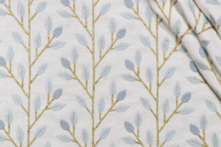 PK Lifestyles Wheat Field Embroidered Drapery Fabric in Sky 