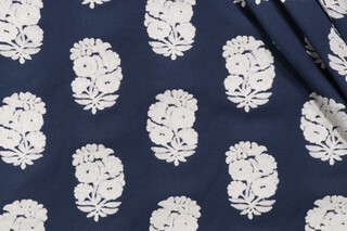 PK Lifestyles Bodhi Embroidered Drapery Fabric in Indigo 