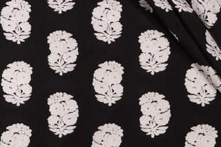 PK Lifestyles Bodhi Embroidered Drapery Fabric in Onyx 