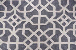 Scalamandre Linen Lattice Woven Upholstery Fabric in Indigo & Greige