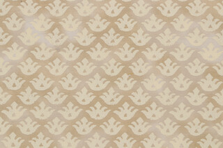 Scalamandre Luca on Cream Satin Printed Cotton Drapery Fabric in Vellum