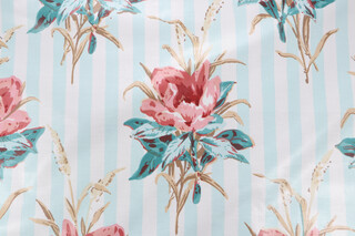Fonthill Saint James Printed Polished Cotton Drapery Fabric in Reds/Blue