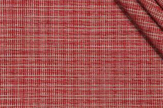 1 Yard Valdese Weavers Seward Woven Chenille Outdoor Fabric in Crimson