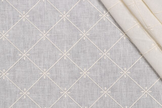 Heritage House Fabrics Veranda Sheer Embroidered Drapery Fabric in Ivory