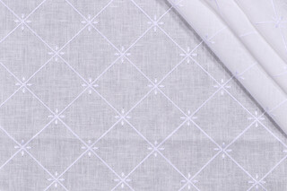 Heritage House Fabrics Veranda Sheer Embroidered Drapery Fabric in White