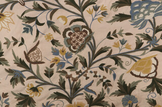 Scalamandre Crewel Embroidered Decorator Fabric in Meadow