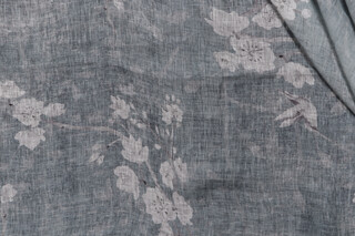 Scalamandre Blossom Fantasia Sheer Embroidered Drapery Fabric in Slate