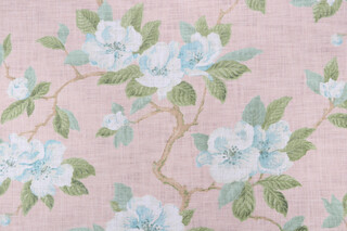 P Kaufmann Blossom Vine Printed Cotton Drapery Fabric in Blush 