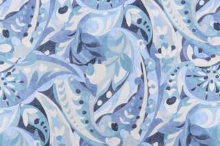 P Kaufmann Vogue Paisley Printed Cotton Drapery Fabric in Sapphire 