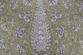P Kaufmann Ashoka Printed Cotton Blend Drapery Fabric in Loden 