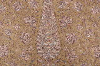 P Kaufmann Ashoka Printed Cotton Blend Drapery Fabric in Ochre 