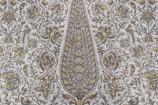 P Kaufmann Ashoka Printed Cotton Blend Drapery Fabric in Citrine 