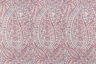 P Kaufmann Zara Paisley Printed Cotton Blend Drapery Fabric in Berry 