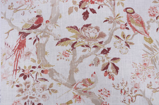 P Kaufmann Song Garden Printed Linen Blend Drapery Fabric in Spice 