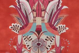 P Kaufmann Talavera Printed Cotton Drapery Fabric in Cinnabar 
