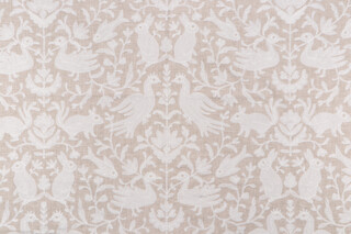 Whimsey Crewel Embroidered Decorator Fabric in Natural