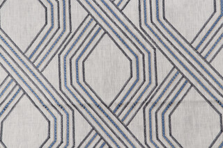 Textile 360 Dancy Embroidered Linen Drapery Fabric in Blue