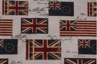 Vilber UK Flag-10 Spanish Printed Cotton Drapery Fabric in Red/Blue