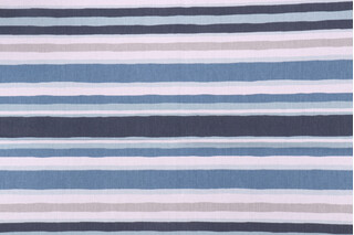Covington Unique Stripe Printed Cotton Drapery Fabric in 593-Indigo
