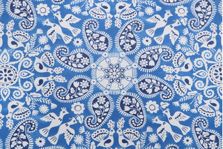 PK Lifestyles Peruvian Craft Printed Polyester Outdoor Fabric in Tide