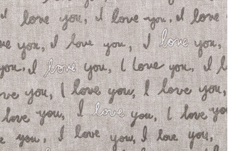 Ellen Degeneres I Love You Printed Cotton Drapery Fabric in Natural