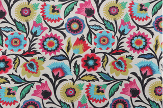 PK Lifestyles Fiesta Floral Printed Polyester Outdoor Fabric in Desert Flower