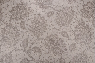 Robert Allen Floral Printed Linen Drapery Fabric in Cafe