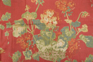 Thibaut Washington F96019 Printed Linen Drapery Fabric in Red