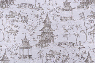 Lacefield Pagoda Printed Cotton Drapery Fabric in Bisque