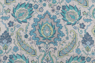 Covington Bursa Printed Linen Blend Drapery Fabric in 521-Aquamarine