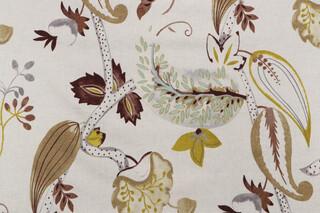 Elkin Floral Printed Linen Drapery Fabric in Natural