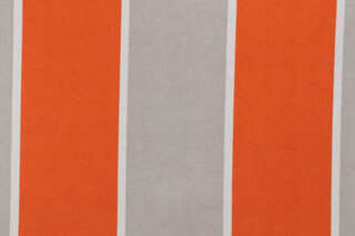 P Kaufmann Stripe Printed Decorator Fabric in Orange/Grey 