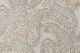 Covington Paisley Tapestry Upholstery Fabric in Spa 