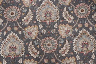 Waverly Castleford Printed Cotton Drapery Fabric in Smoke