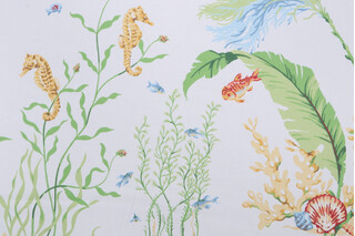 Thibaut Tidal Pool F96701 Printed Cotton Drapery Fabric in White