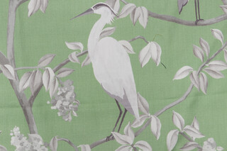 Covington Heron Printed Cotton Drapery Fabric in 285-Kiwi