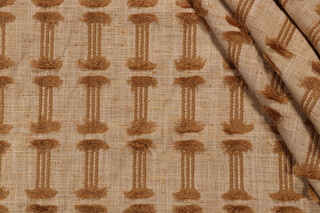 Richloom Rafaella Embroidered Drapery Fabric in Curry 
