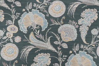 Richloom Malaya Printed Cotton Drapery Fabric in Celeste 