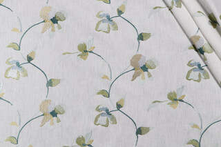 Richloom Clem Embroidered Drapery Fabric in Herbal 