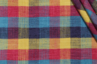 P Kaufmann Union Check Woven Upholstery Fabric in Mardi Gras 