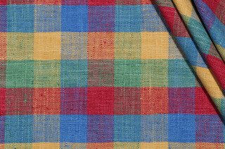 P Kaufmann Union Check Woven Upholstery Fabric in Fiesta 