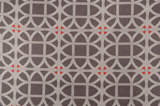 Williamsburg Lamerie Lattice Printed Linen Drapery Fabric in Persimmon 