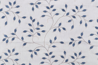 Zelig Embroidered Drapery Fabric in Pacific