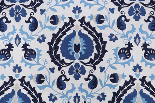 Jaclyn Smith Home-Trend Hallie Printed Drapery Fabric in Navy for Fabricut