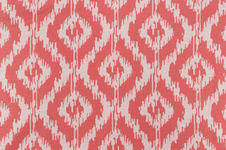 Ikat Trellis Woven Upholstery Fabric in Coral