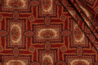 1 Yard Old World Weavers Rubino Printed Velvet Decorator Fabric in Cinnabar