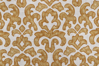 Vern Yip Damask Printed Drapery Fabric in Gold for Fabricut