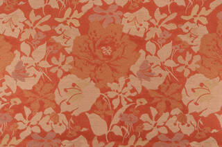 Floral Damask Upholstery Fabric in Tangerine